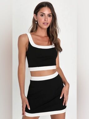 Lulu's Black Color Block Bodycon 2 Piece